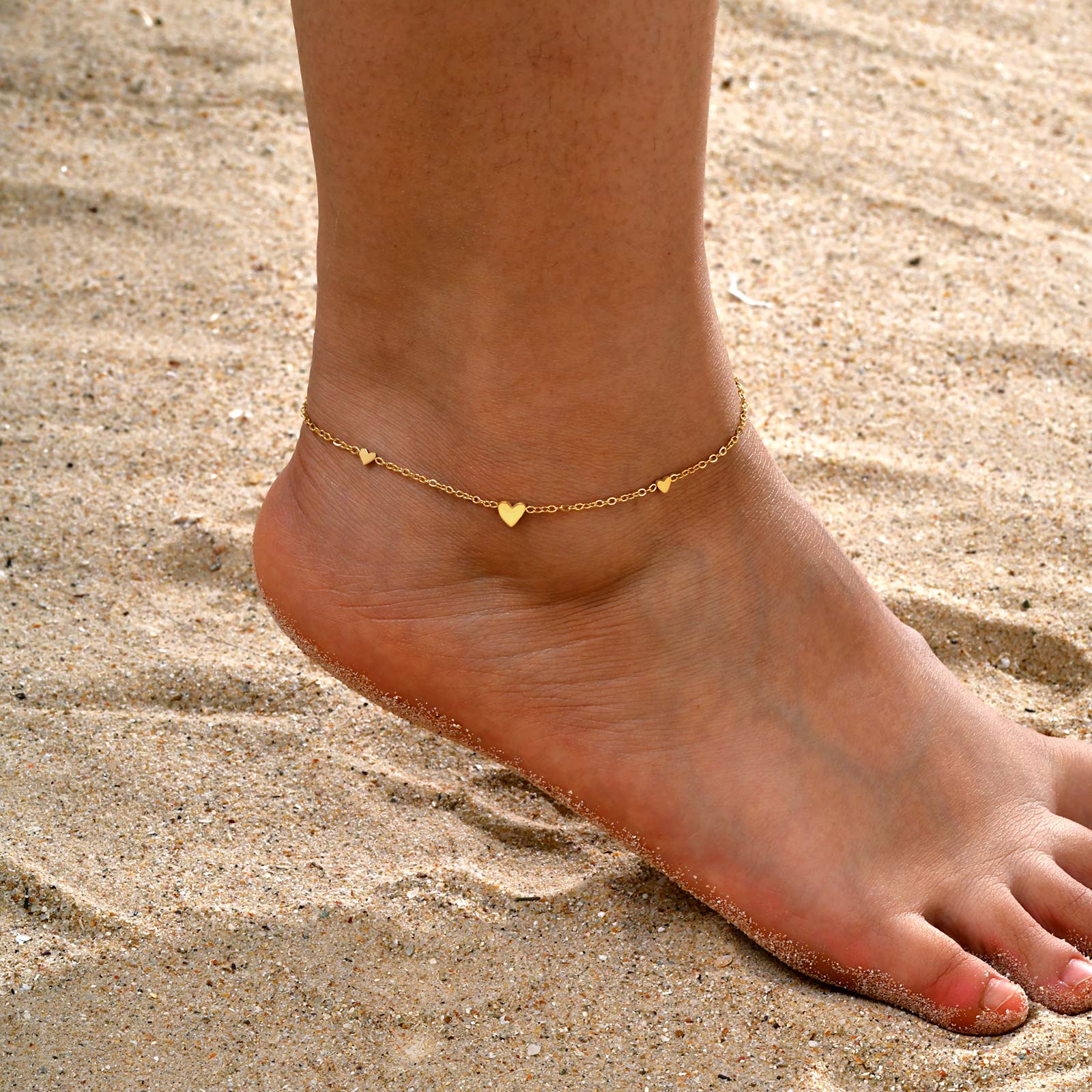 Jc Jewelry & Watches - 여성을위한 스테인레스 스틸 하트 Anklets, 골드