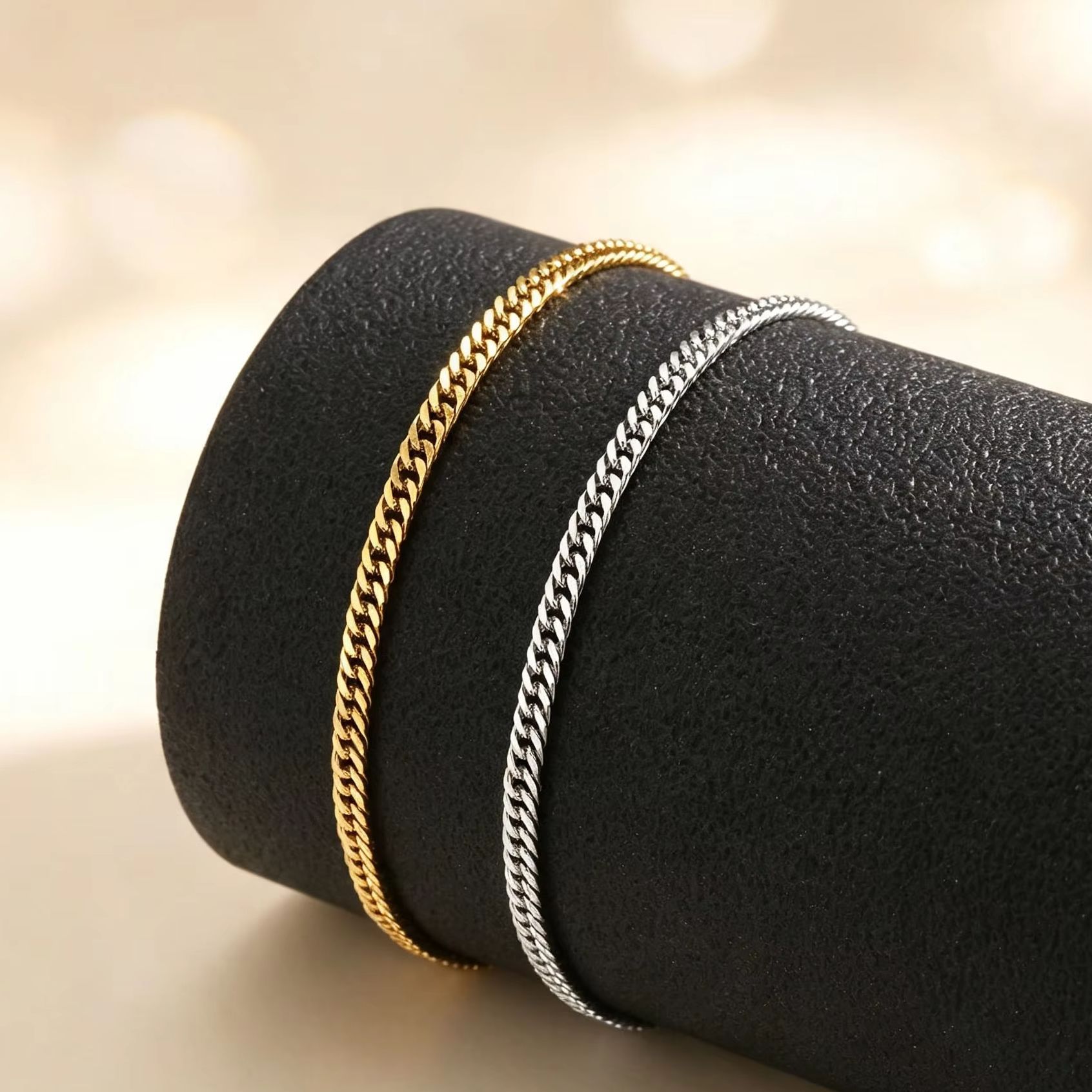 Jc Jewelry & Watches - 여성용 얇은 쿠바 스타일 발찌, 스테인리스