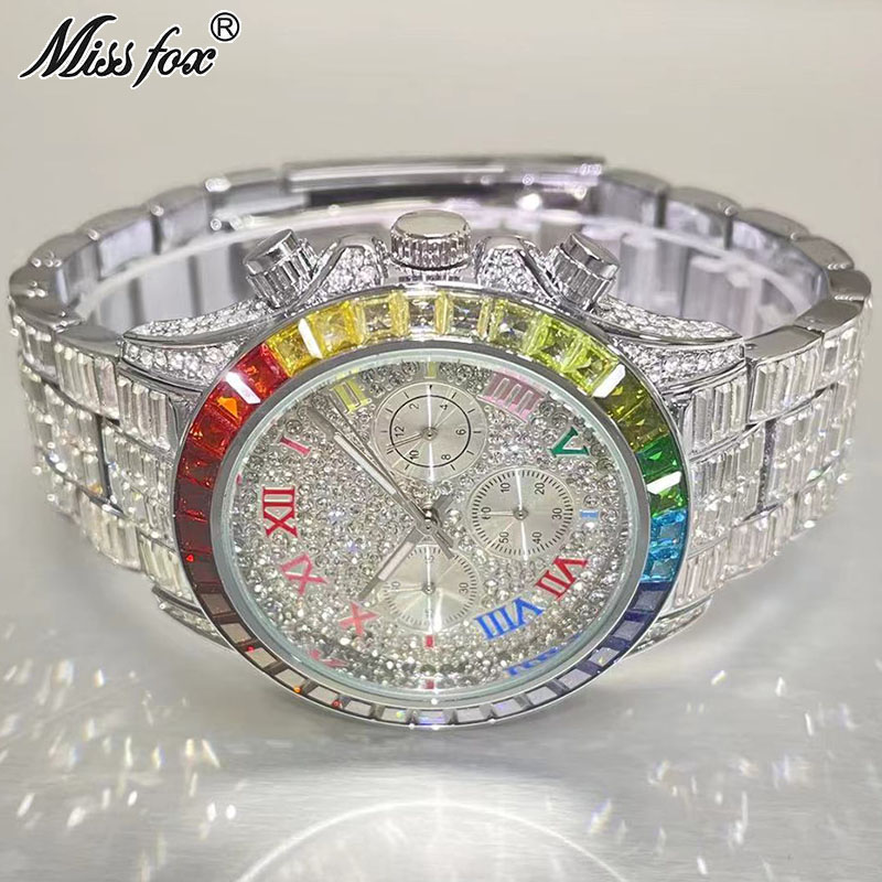 Jewelry Inspired Watches - MISSFOX-남성용 럭셔리 아이스 패션 브랜드 방수