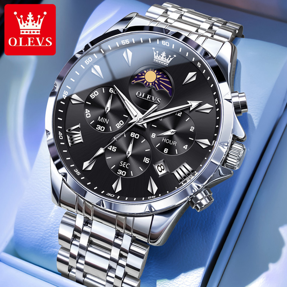 Jewelry Inspired Watches - OLEVS 3653 브랜드 문페이즈 캘린더 남성용
