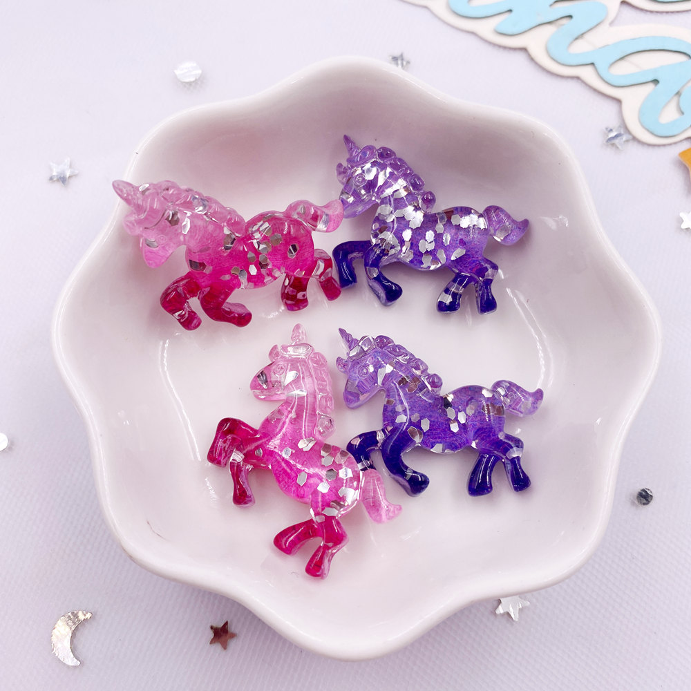 Paradise Jewelry & Watches Llc - 6PCS 다채로운 수지 반짝이 3D 유니콘