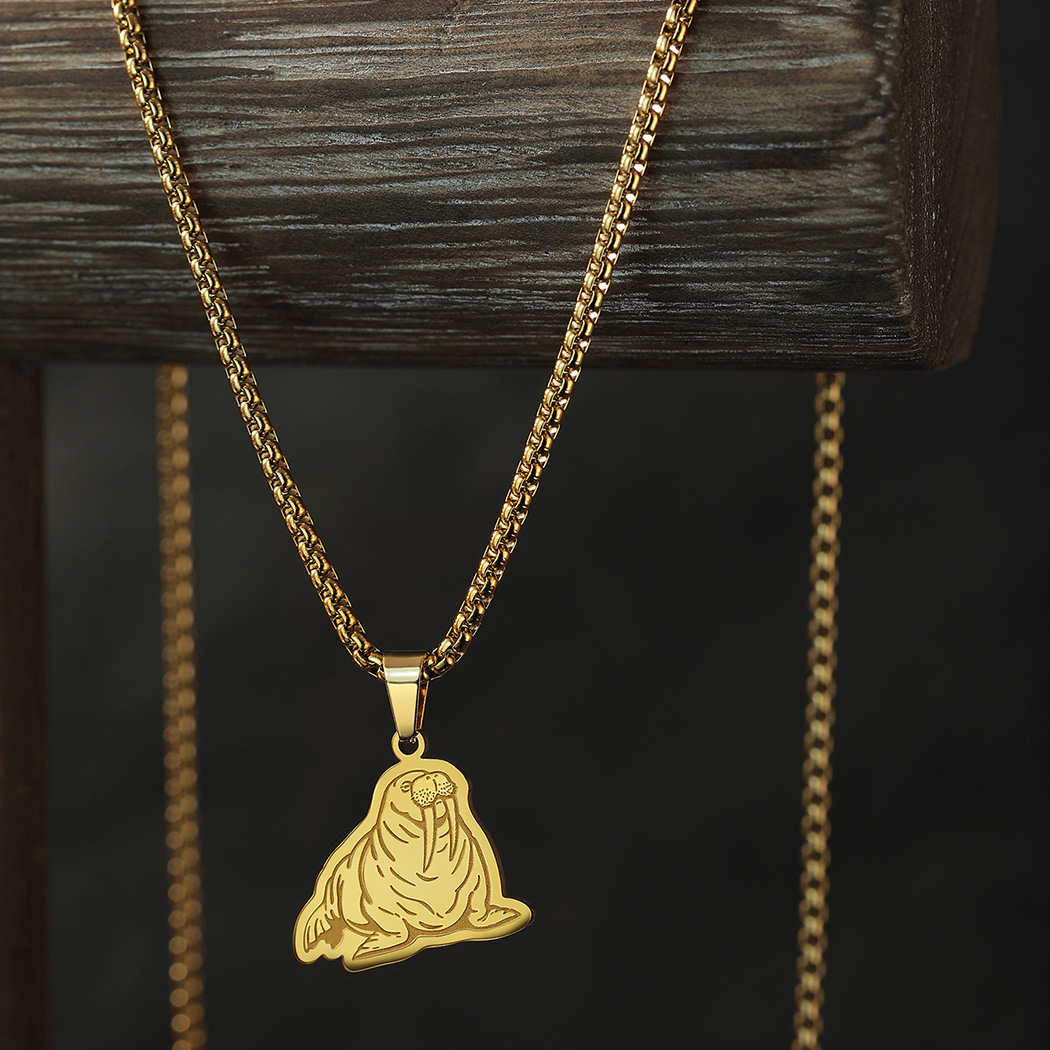 Pacific Jewelry & Watches Los Angeles - Kinitial 통통한 태평양 해마 목걸이, 스테인레스