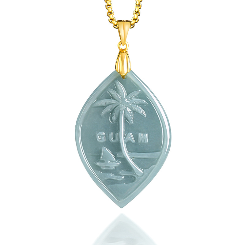 천연 A급 비취 블루 워터 퍼시픽 괌 관광 기념품 펜던 - Pacific Jewelry & Watches Los Angeles 리뷰 및 가격