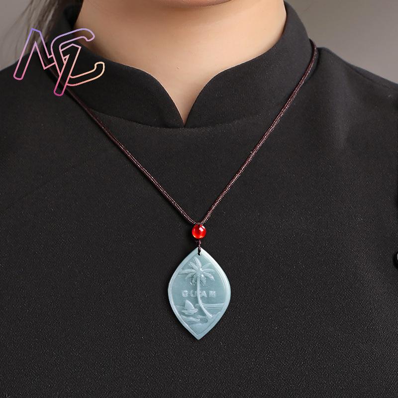 미얀마 경옥 태평양 펜던트 목걸이 조각 된 부적 천연  - Pacific Jewelry & Watches Los Angeles 리뷰 및 가격