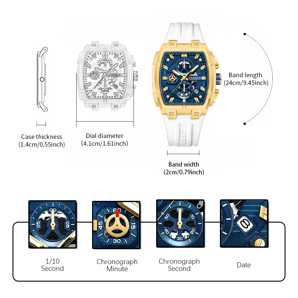 CURREN 남성용 럭셔리 빈티지 시계, 실리콘 스트랩 - Jewelry Style Watches 리뷰 및 가격
