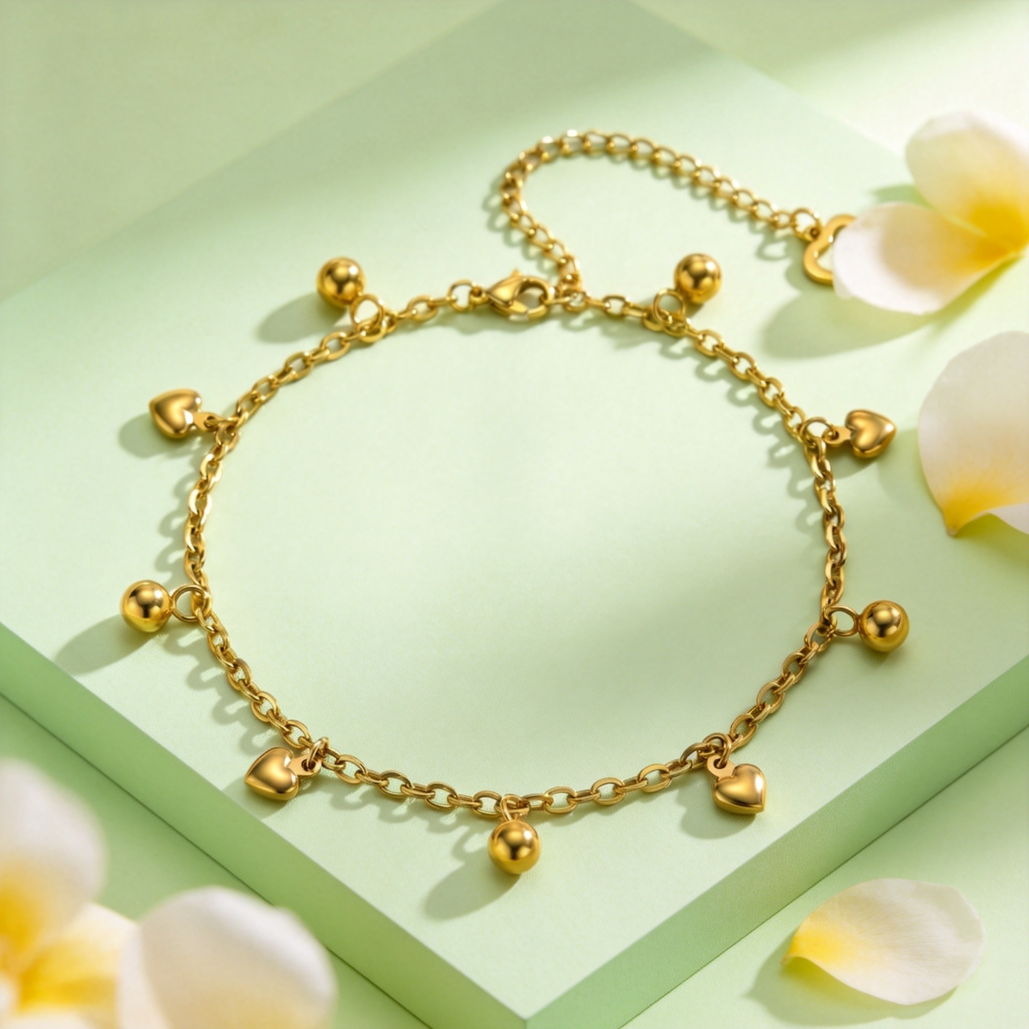 창의적인 원형 비즈 체인 하트 발찌 18K 금도금 스테 - Jc Jewelry & Watches 리뷰 및 가격