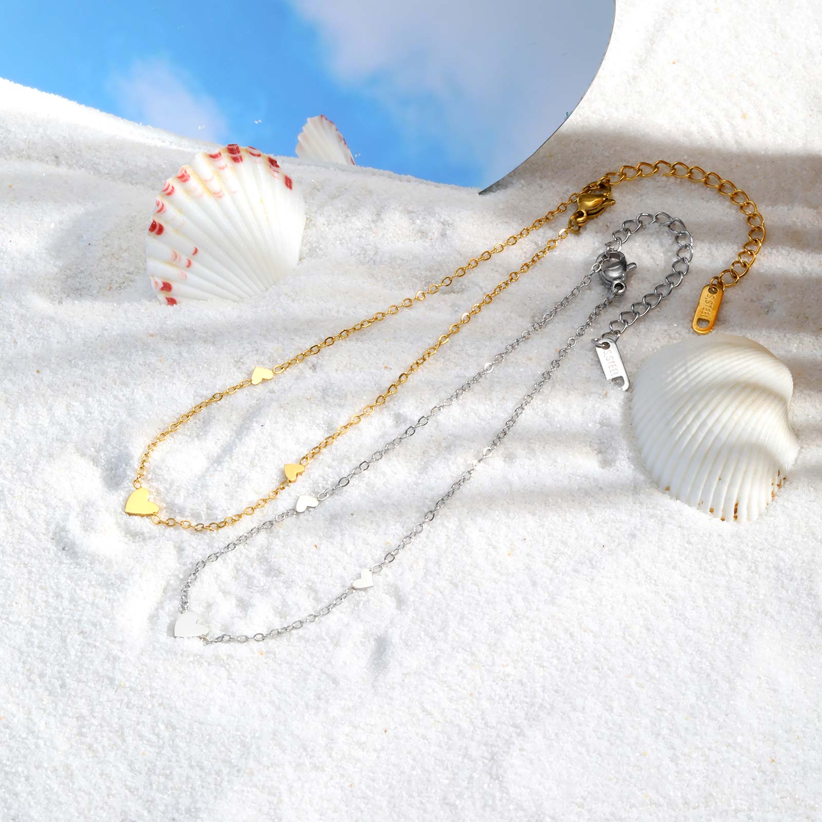 여성을위한 스테인레스 스틸 하트 Anklets, 골드  - Jc Jewelry & Watches 리뷰 및 가격