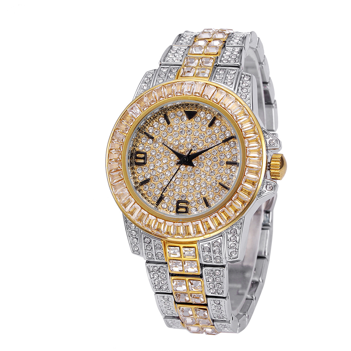 럭셔리 풀 스톤 쿼츠 시계 남녀 힙합 골드 패션 손목시 - Jewelry Watches & Accessories 리뷰 및 가격
