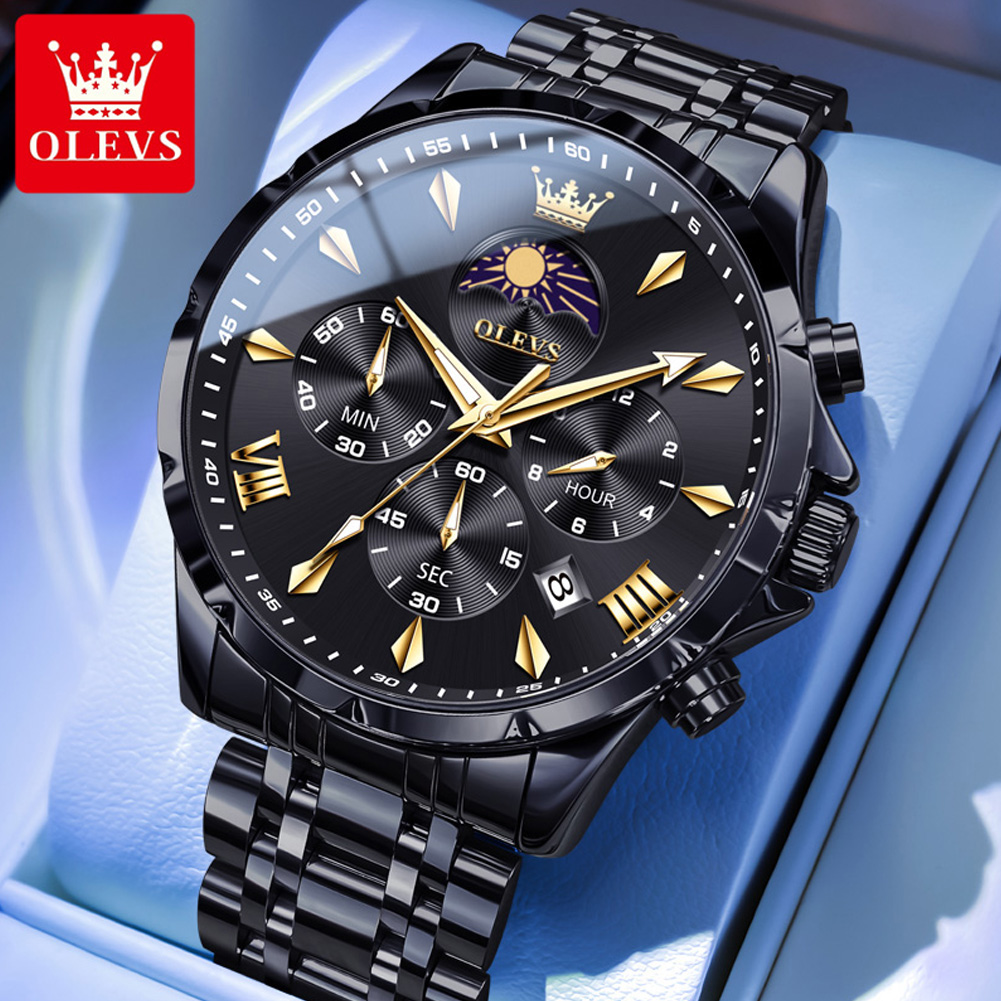 OLEVS 3653 브랜드 문페이즈 캘린더 남성용 시계 - Jewelry Inspired Watches 리뷰 및 가격