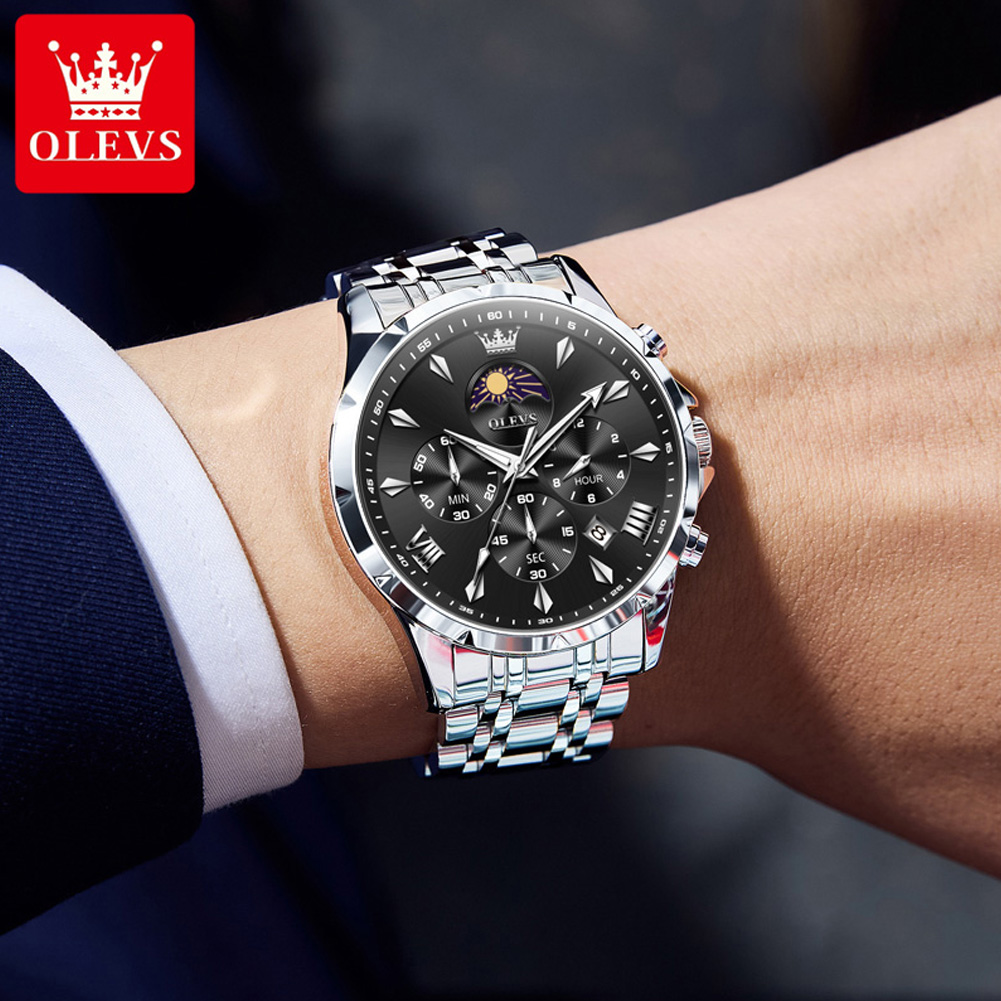 OLEVS 3653 브랜드 문페이즈 캘린더 남성용 시계 - Jewelry Inspired Watches 리뷰 및 가격