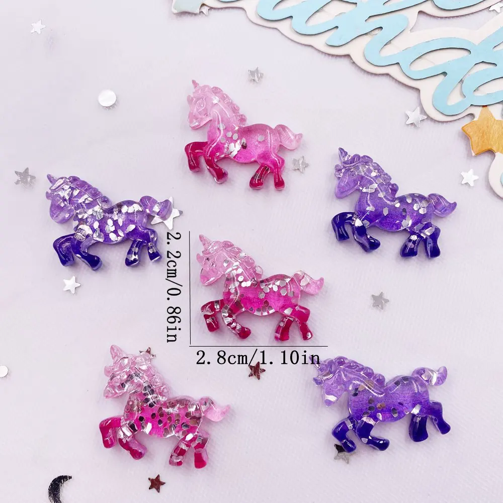 6PCS 다채로운 수지 반짝이 3D 유니콘 말 플랫 백 - Paradise Jewelry & Watches Llc 리뷰 및 가격
