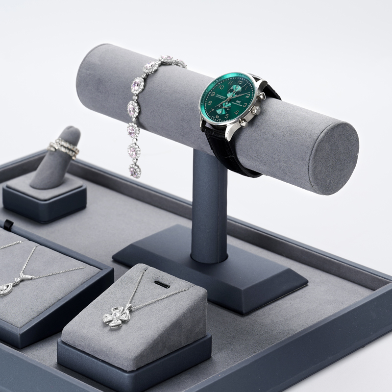 우드텐 비즈니스용 회색 가죽 귀걸이 진열대 목걸이 팔찌 - Jewelry Stand Watches 리뷰 및 가격