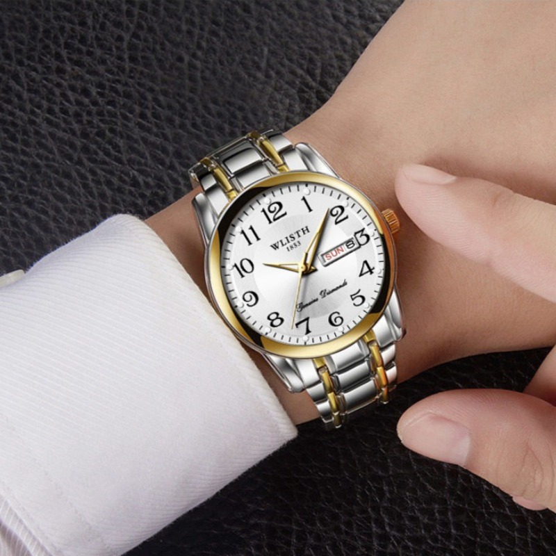 럭셔리 남성 쿼츠 시계 디지털 손목시계 달력 요일 야광 - Jewelry Style Watches 리뷰 및 가격