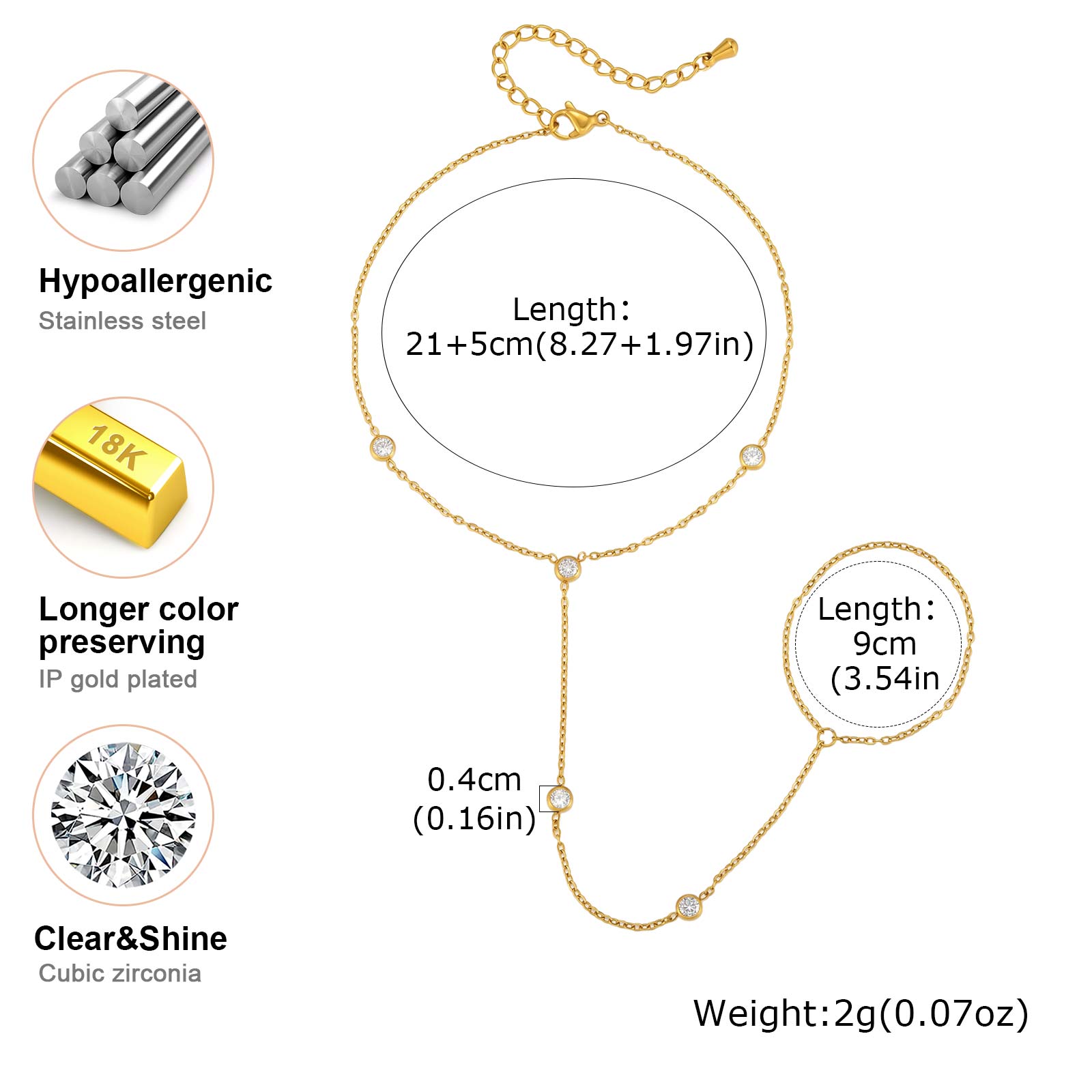 스테인리스 스틸 CZ 스테이션 발찌 18K PVD 골드 - Jc Jewelry & Watches 리뷰 및 가격