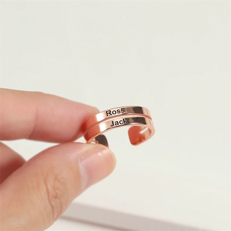개인화 된 스테인레스 스틸 조각 이름 더블 레이어 여성 - Couple Ring Set 리뷰 및 가격