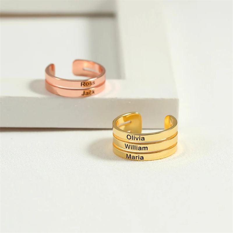 개인화 된 스테인레스 스틸 조각 이름 더블 레이어 여성 - Couple Ring Set 리뷰 및 가격