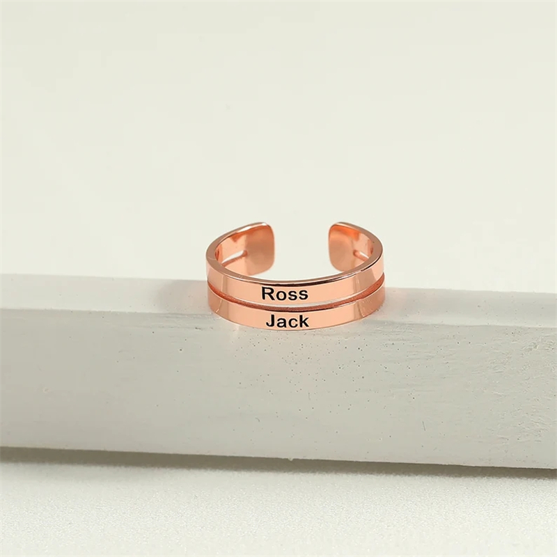 개인화 된 스테인레스 스틸 조각 이름 더블 레이어 여성 - Couple Ring Set 리뷰 및 가격